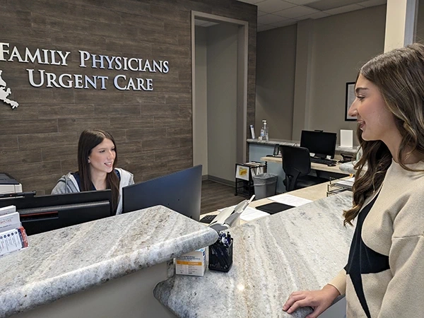 Picture of the front desk during check in